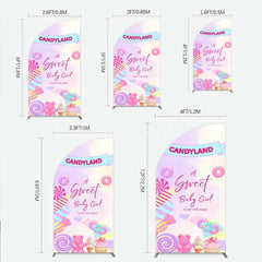 Aperturee - Aperturee Candyland Sweet Baby Girl is on the Way Half Moon Arch Backdrop Pink Sweet One Donut and Candy Party Decorations