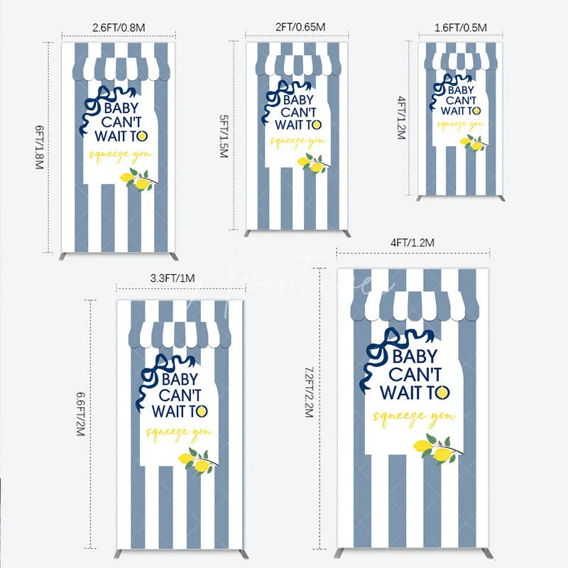 Aperturee - Aperturee Can’t Wait to Squeeze You Rectangle Backdrop Main Squeeze Lemon Themed Baby Shower Summer Citrus Party Decor