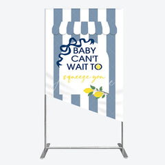 Aperturee - Aperturee Can’t Wait to Squeeze You Rectangle Backdrop Main Squeeze Lemon Themed Baby Shower Summer Citrus Party Decor