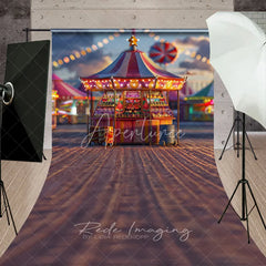 Aperturee - Aperturee Carnival Candy Stand Cake Smash Backdrop Colorful Lights Amusement Park Sweep Portrait Studio Background
