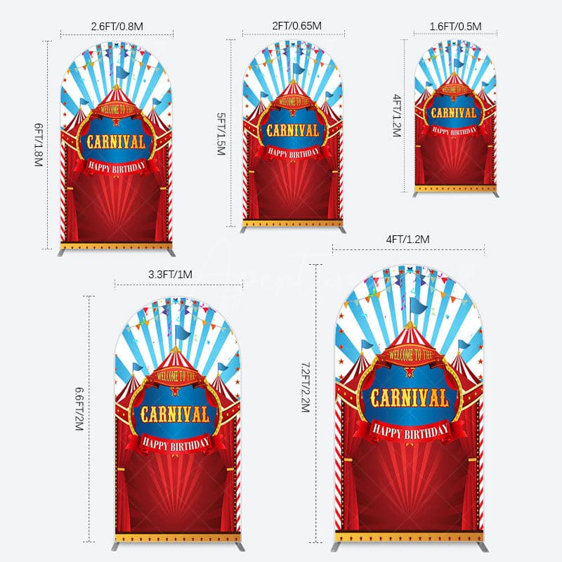 Aperturee - Aperturee Carnival Circus Stage Happy Birthday Arch Backdrop