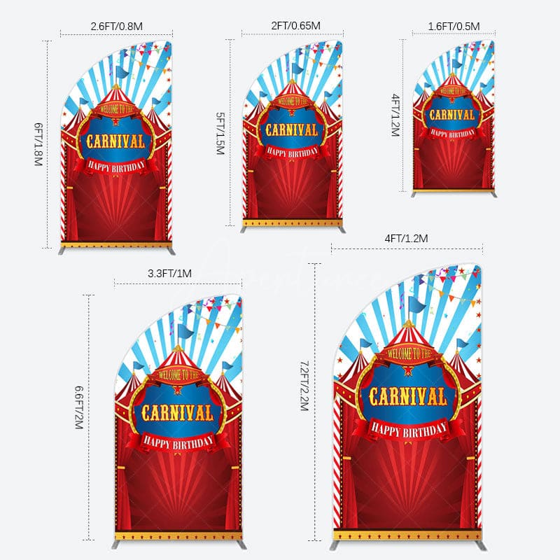 Aperturee - Aperturee Carnival Circus Stage Happy Birthday Half Moon Arch Backdrop