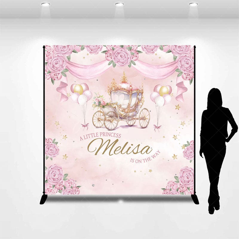Aperturee - Aperturee Carriage Little Princess Custom Baby Shower Backdrop