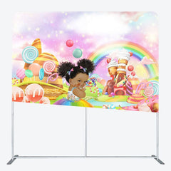 Aperturee - Aperturee Cartoon Candyland Birthday Square Tension Backdrop