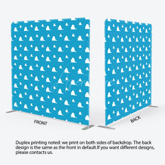 Aperturee - Aperturee Cartoon Clouds Square Tension Fabric Backdrop Blue Sky Pattern for Birthday Cartoon Kids Party Decor