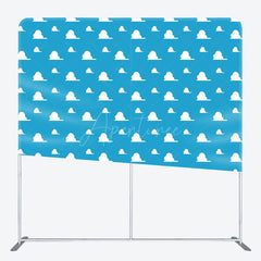 Aperturee - Aperturee Cartoon Clouds Square Tension Fabric Backdrop Blue Sky Pattern for Birthday Cartoon Kids Party Decor