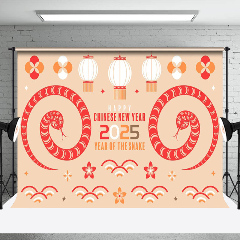 Aperturee - Aperturee Cartoon Cute Fresh Snake Chinese New Year Backdrop