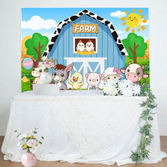 Aperturee - Aperturee Cartoon Farm With Animals Sunny Day Birthday Backdrop