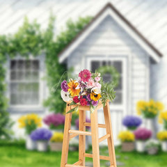 Aperturee - Aperturee Cartoon Floral Plants House Spring Fresh Backdrop