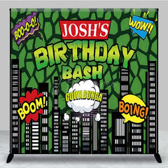 Aperturee - Aperturee Cartoon Modern Building Custom Birthday Backdrop