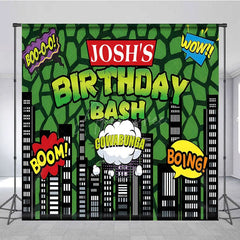 Aperturee - Aperturee Cartoon Modern Building Custom Birthday Backdrop
