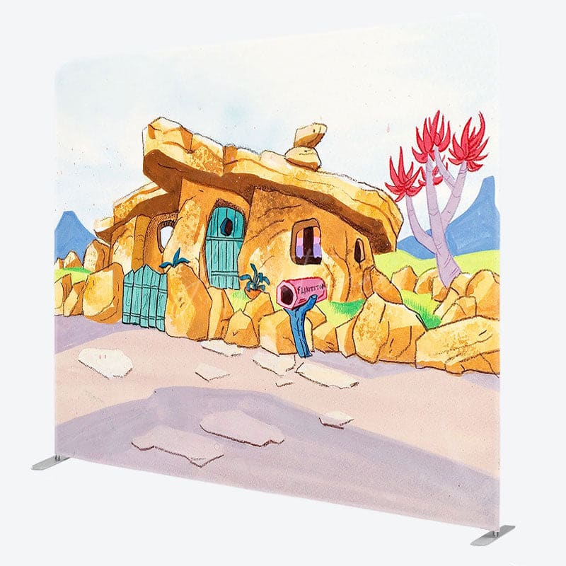 Aperturee - Aperturee Cartoon Primitive Man Cave Square Tension Backdrop