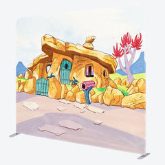 Aperturee - Aperturee Cartoon Primitive Man Cave Square Tension Backdrop