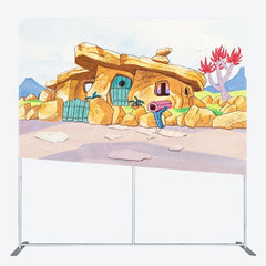 Aperturee - Aperturee Cartoon Primitive Man Cave Square Tension Backdrop