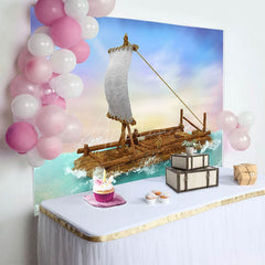Aperturee - Aperturee Cartoon Sailing Boat Fantasy Drifting Party Backdrop