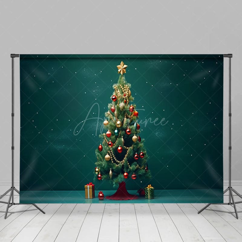 Aperturee - Aperturee Cartoon Starlit Sky Cute Christmas Holiday Backdrop