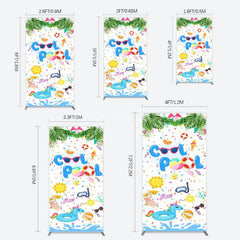 Aperturee - Aperturee Cartoon Summer Pool Party Birthday Rectangle Backdrop