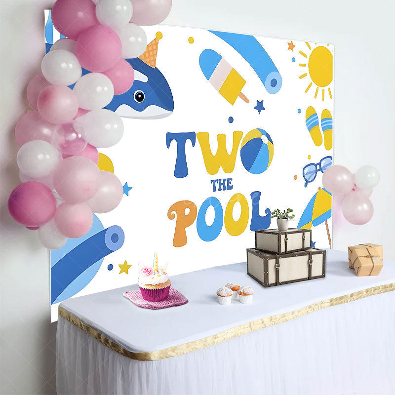 Aperturee - Aperturee Cartoon Summer Vibe Two The Pool Birthday Backdrop
