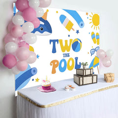 Aperturee - Aperturee Cartoon Summer Vibe Two The Pool Birthday Backdrop