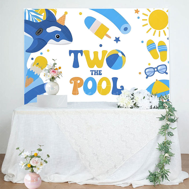 Aperturee - Aperturee Cartoon Summer Vibe Two The Pool Birthday Backdrop