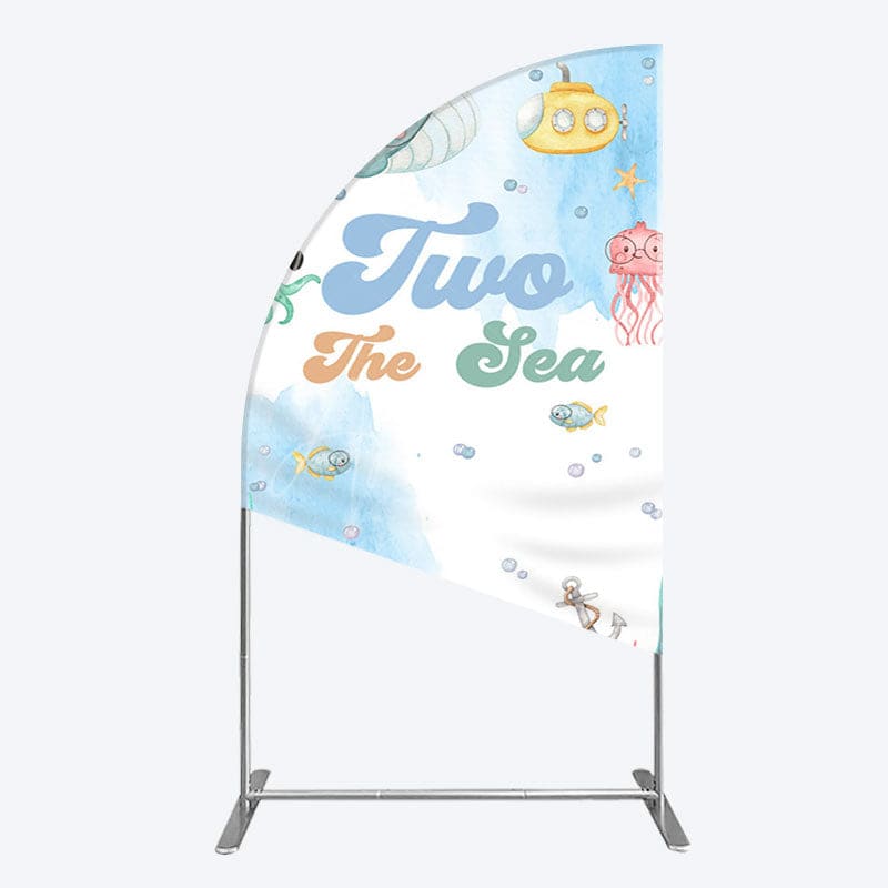 Aperturee - Aperturee Cartoon Two The Sea Fresh Birthday Half Moon Arch Backdrop