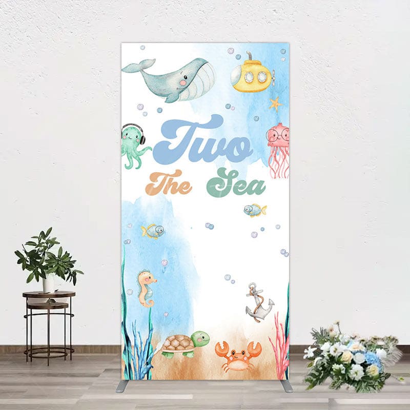 Aperturee - Aperturee Cartoon Two The Sea Fresh Birthday Rectangle Backdrop