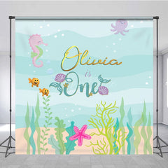Aperturee - Aperturee Cartoon Under The Sea Mermaid Birthday Backdrop