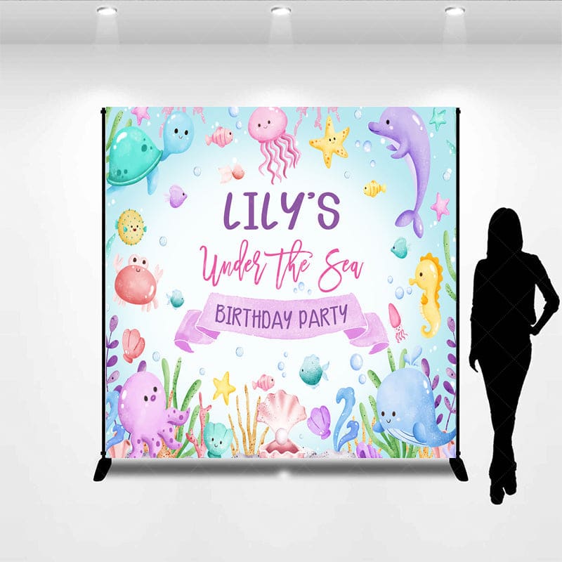 Aperturee - Aperturee Cartoon Under The Sea Summer Custom Birthday Backdrop
