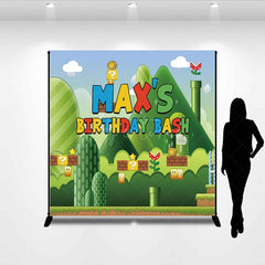Aperturee - Aperturee Cartoon Words Green Scene Custom Birthday Backdrop