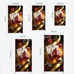 Aperturee - Aperturee Casino Night Poker Theme Rectangle Arch Backdrop Red Dice and Aces Playing Cards Las Vegas Celebration Decor