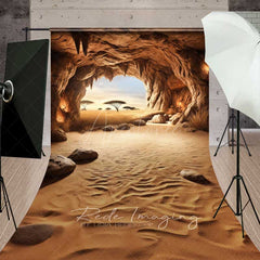 Aperturee Aperturee Cave Entrance Sweep Photography Backdrop with Floor View of African Savanna Nature Scenery with Acacia Trees Photo Prop