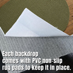 Aperturee - Aperturee Celadon Oval Rug Wood Fabric Floor Backdrop For Photo