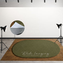 Aperturee - Aperturee Celadon Oval Rug Wood Fabric Floor Backdrop For Photo