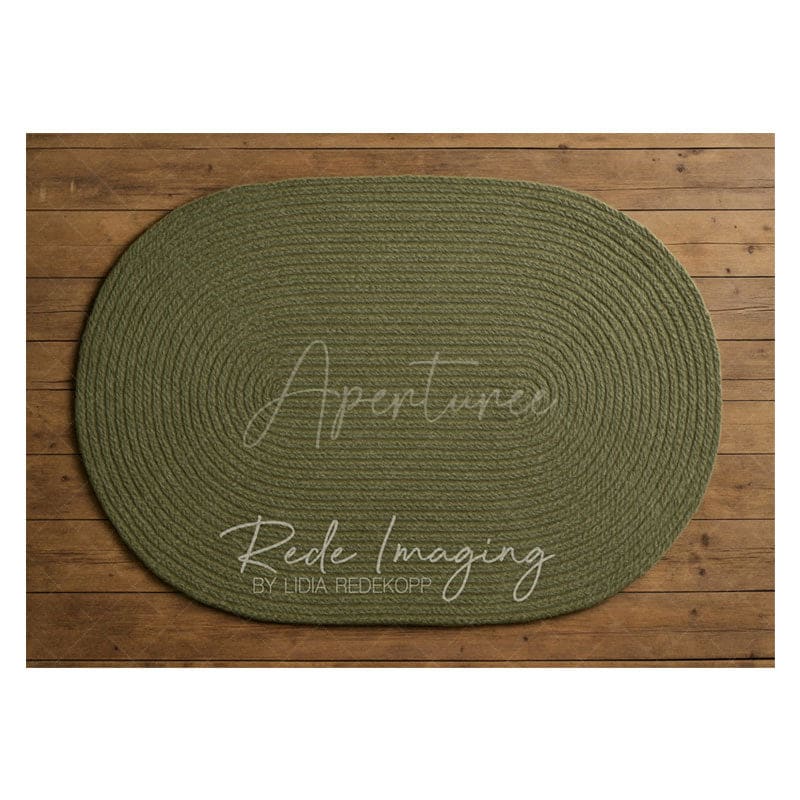 Aperturee - Aperturee Celadon Oval Rug Wood Rubber Floor Mat For Photo