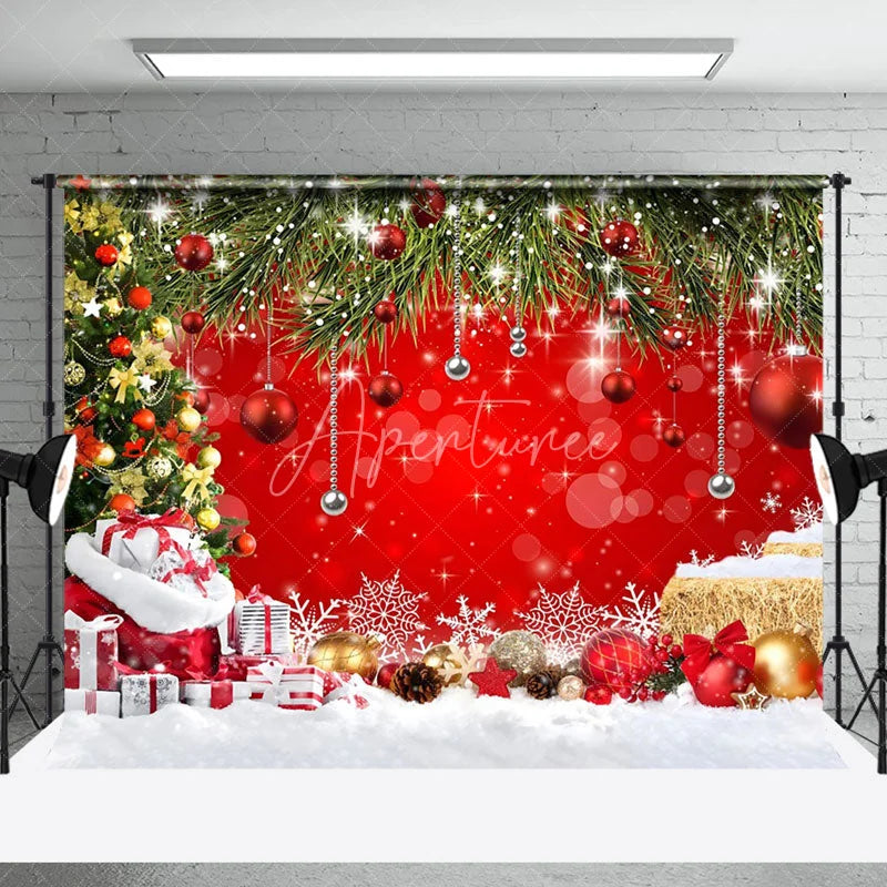 Aperturee - Aperturee Celebrate The Holiday Red Christmas Photo Backdrop
