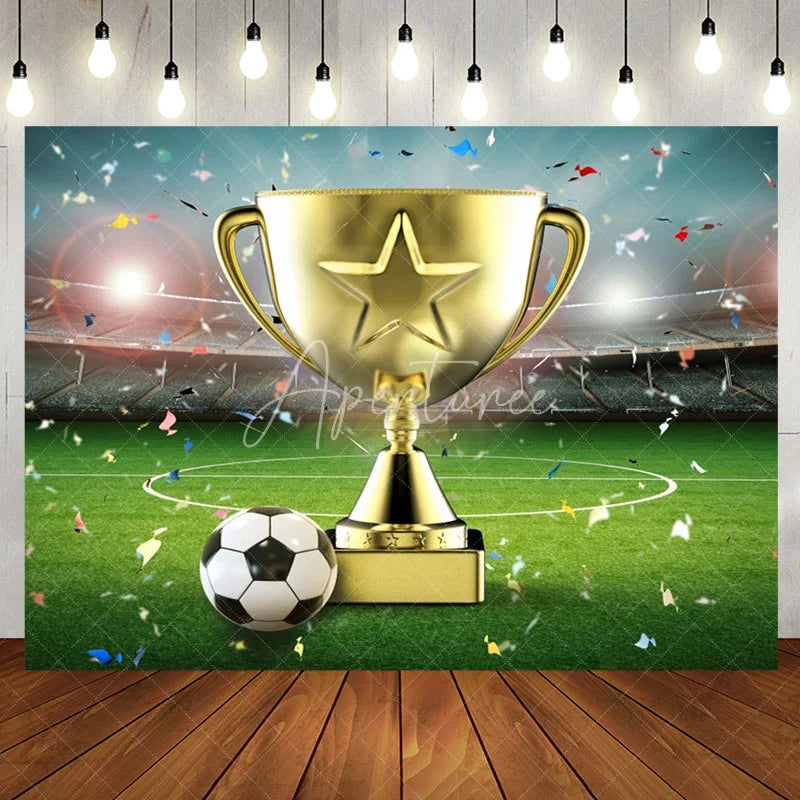 Aperturee - Aperturee Celebratory Trophy Football Victory Moment Backdrop