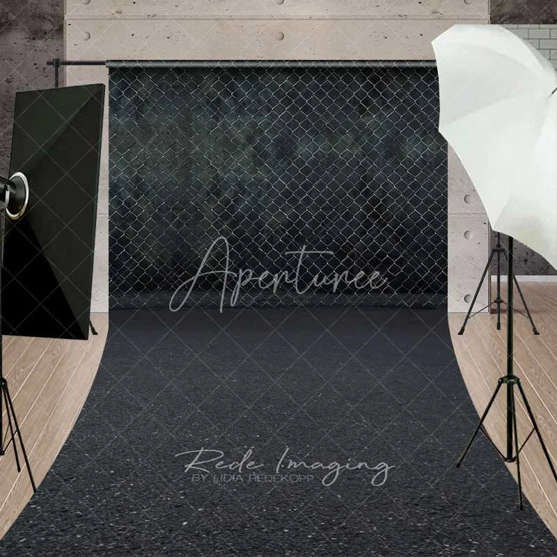 Aperturee - Aperturee Chain Link Fence Street Sweep Photography Backdrop Urban Grunge Wire Mesh Asphalt Floor Photo Prop