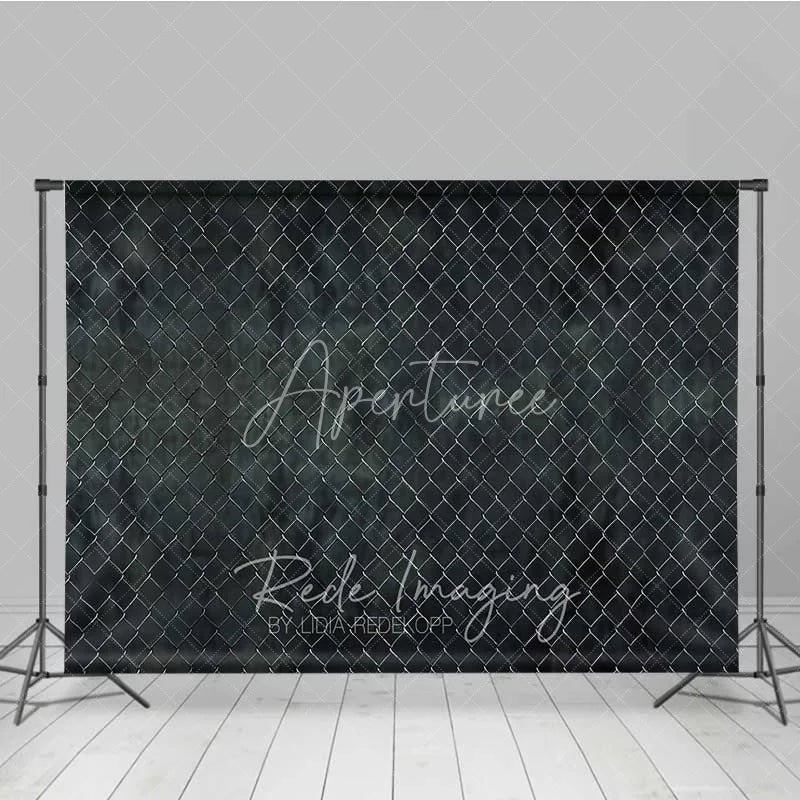 Aperturee - Aperturee Chain Link Fence Wire Mesh Photography Backdrop Dark Grunge Grey Urban Street Cage Texture Background