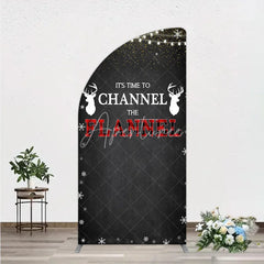 Aperturee - Aperturee Channel The Flannel Half Moon Arch Backdrop Lumberjack Winter Baby Shower Plaid Deer