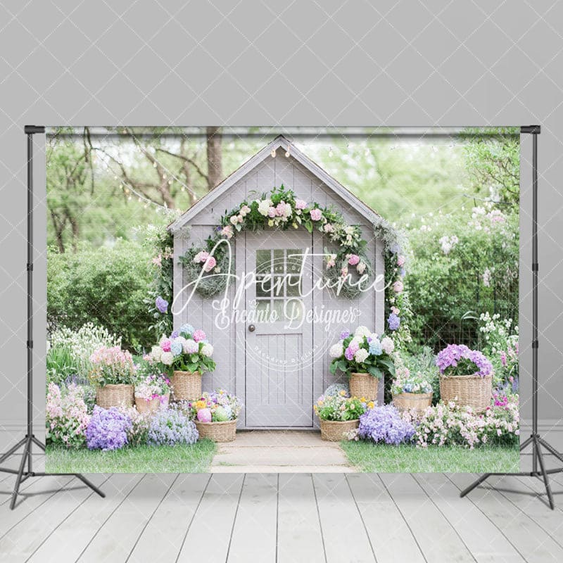 Aperturee - Aperturee Charming Gray Cottage Arrangements Serene Backdrop