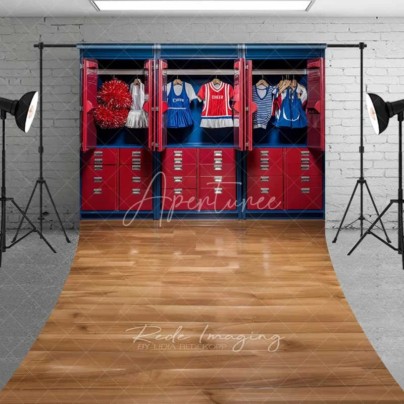 Aperturee - Aperturee Cheerleader Locker Room Sweep Photography Backdrop School Spirit Uniform Dressing Room Photo Prop