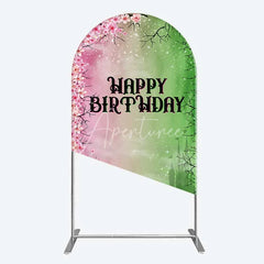 Aperturee - Aperturee Cherry Blossoms and Magic Castle Arch Backdrop Happy Birthday Princess Party Decoration