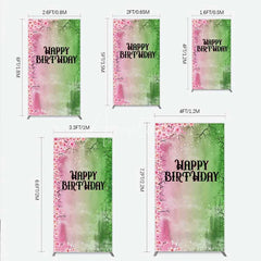 Aperturee - Aperturee Cherry Blossoms and Magic Castle Rectangle Backdrop Happy Birthday Princess Party Decoration
