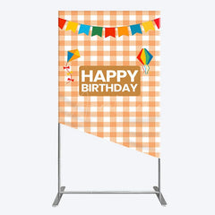 Aperturee - Aperturee Chessboard Pattern Kite Happy Birthday Rectangle Backdrop