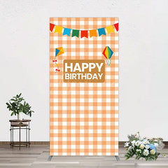 Aperturee - Aperturee Chessboard Pattern Kite Happy Birthday Rectangle Backdrop