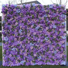 Aperturee - Aperturee Chic Purple Rose Artificial Flower Wall For Wedding