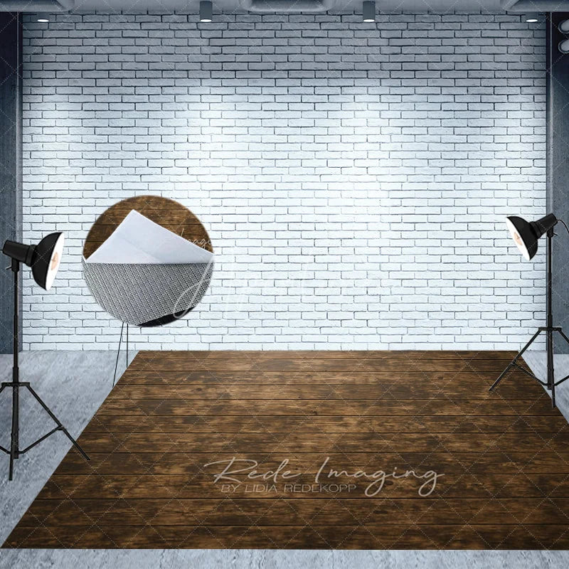 Aperturee - Aperturee Christmas Combo Set Backdrop Rustic Wood Wall and Floor Xmas Tree Wreath Holiday Photo Booth Props