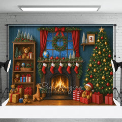 Aperturee - Aperturee Christmas Decor Sweet House Wood Combo Set Backdrop