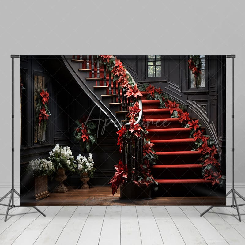 Aperturee - Aperturee Christmas Decoration Staircases Holiday Backdrop