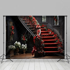 Aperturee - Aperturee Christmas Decoration Staircases Holiday Backdrop